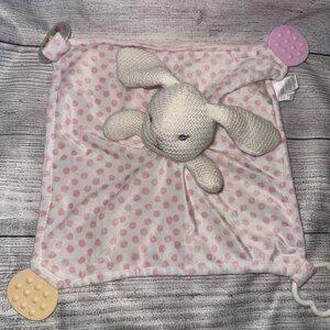 MODERN BABY Bunny Lovey Blanket Teether Polka Dot Pink White